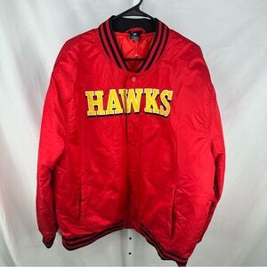 New Atlanta Hawks Satin Varsity Bomber Jacket Ultra Game Mens XXL Front Back Hit